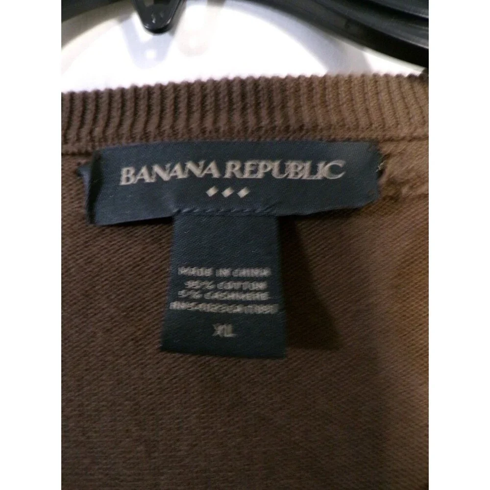 Banana Republic Men V Neck Cashmere Blend Sweater Brown Size M Pullover